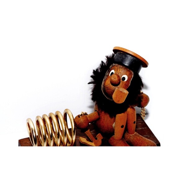 Japan Wood Sailor Man Desk Letter Note Holder Mid Century Unique - Picture 2 of 4